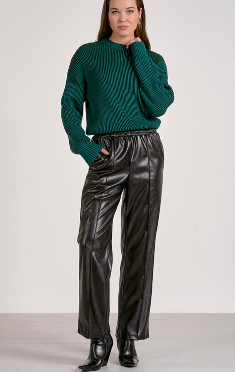 Elan Teal Green Crew Neck Long Sleeve Sweater