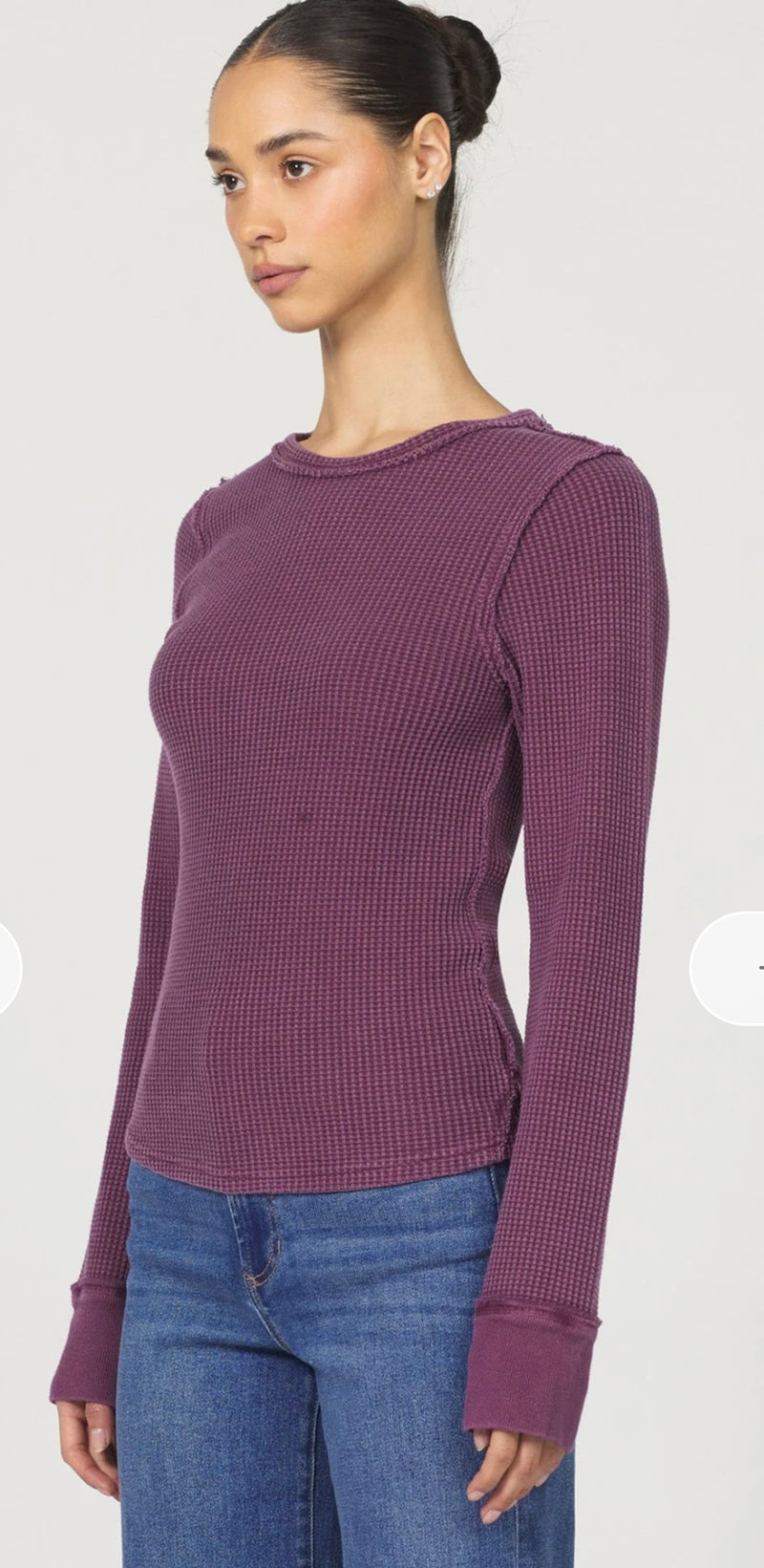 Dear John Denim Fig Thermal Lim Fit Long Sleeve Waffle Texture Ania Top