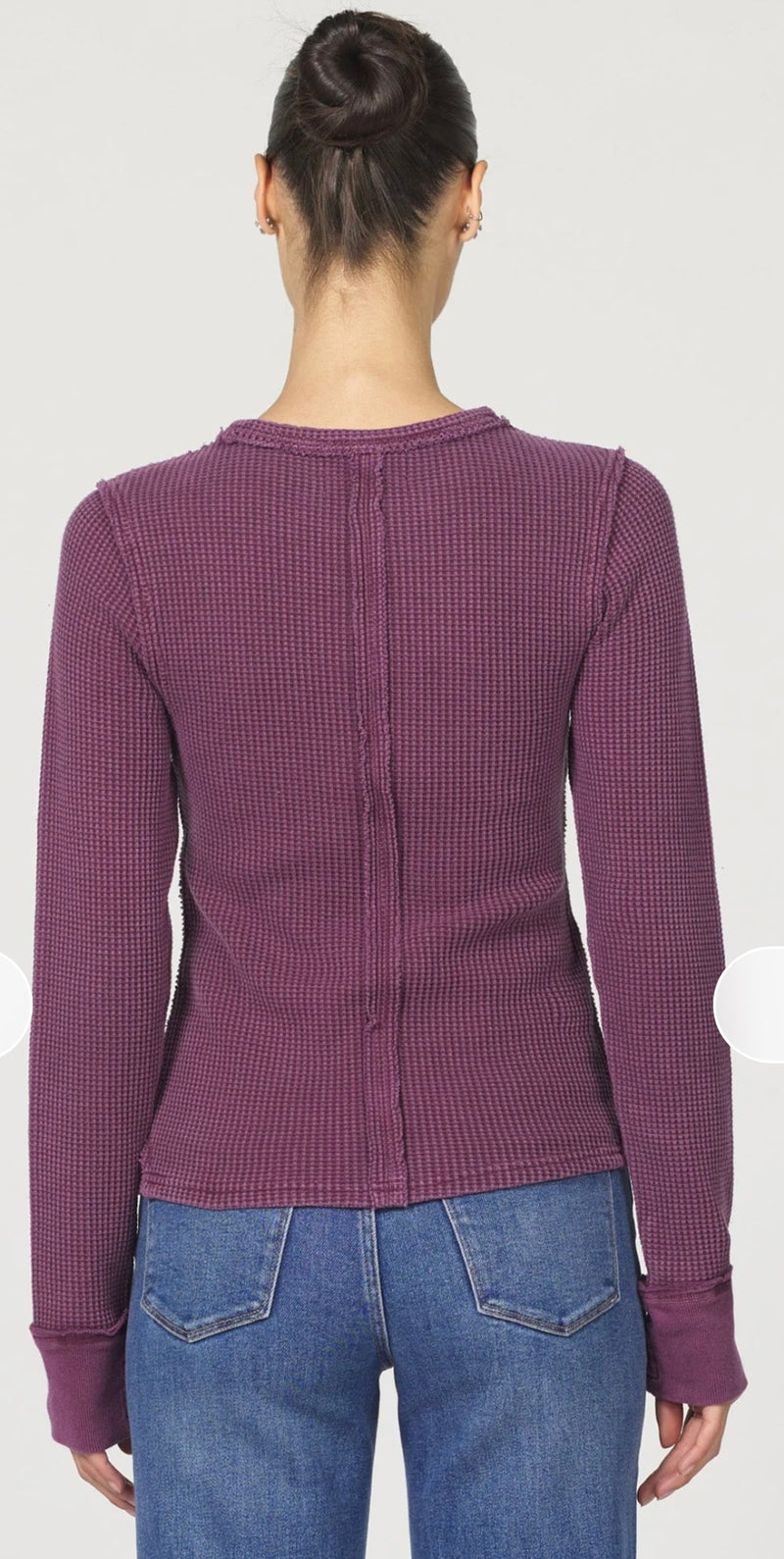Dear John Denim Fig Thermal Lim Fit Long Sleeve Waffle Texture Ania Top