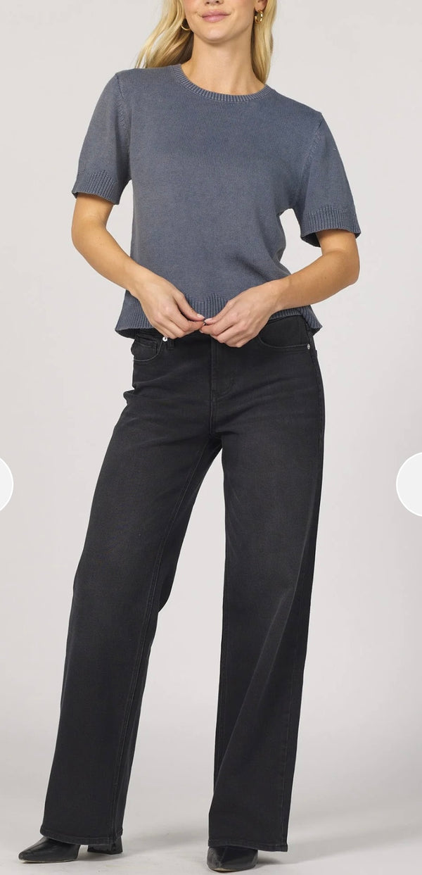 Dear John Denim Vintage Indigo Short Sleeve Crew Neck Leyla Sweater