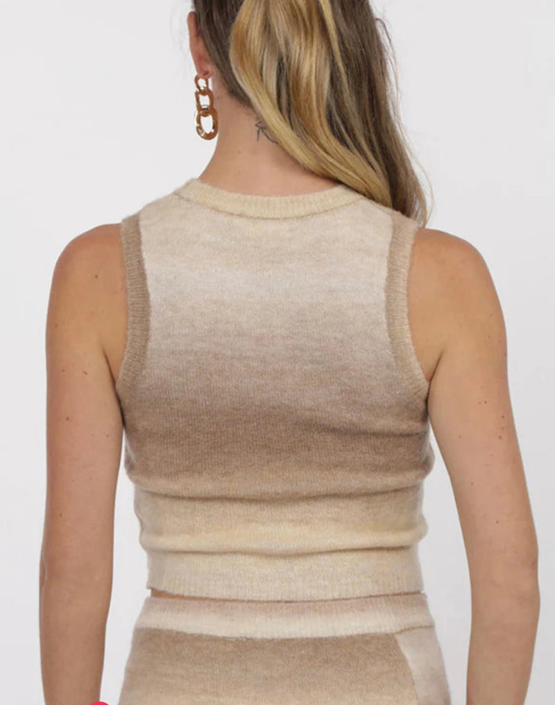 Sage The Label Taupe Multi Palmer Ombre Sweater Tank Top