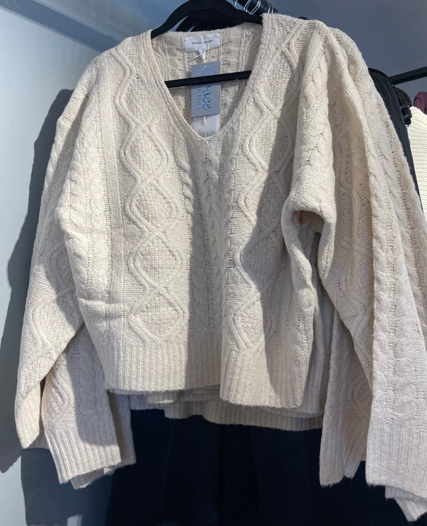 Dear John Denim Oatmeal VNeck Relaxed Fit Long Sleeve Lexi Sweater