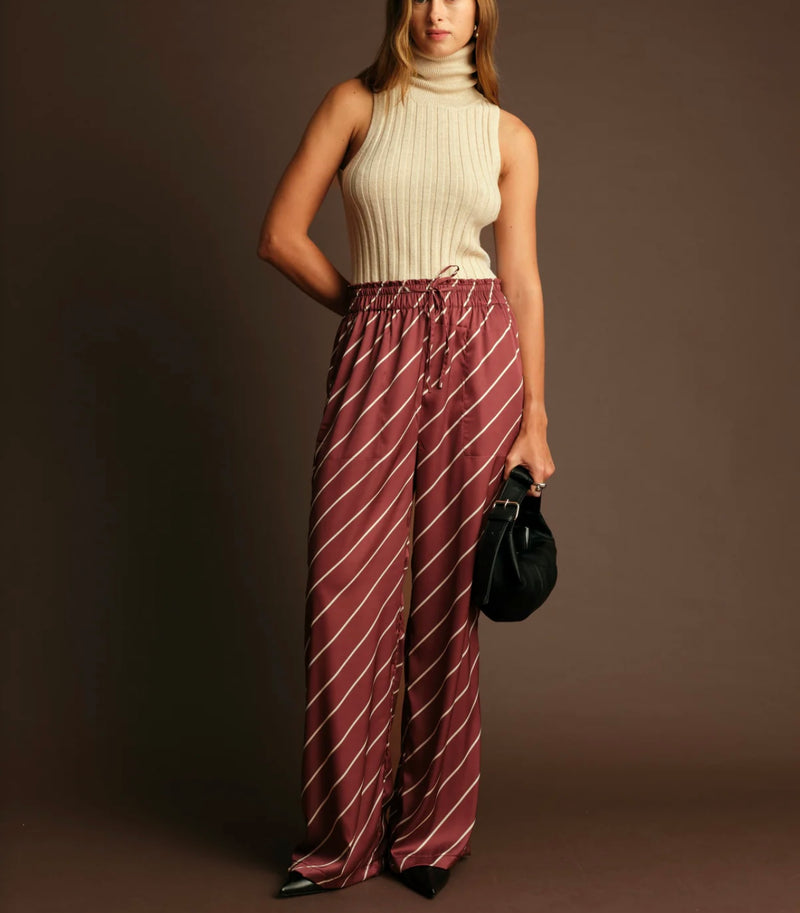 DeLuc Ecru Melange Ben Ribbed Sleeveless Turtleneck Knit Top