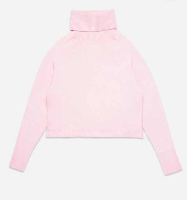 DeLuc Pink Pugliese Turtleneck Long Sleeve Cropped Sweater