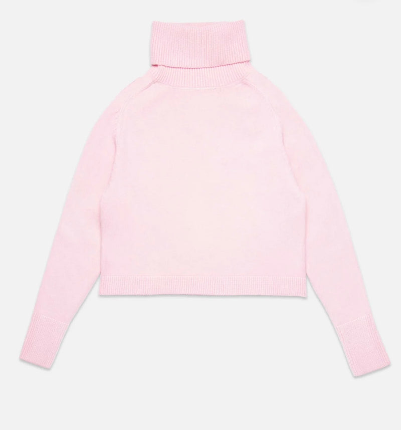 DeLuc Pink Pugliese Turtleneck Long Sleeve Cropped Sweater