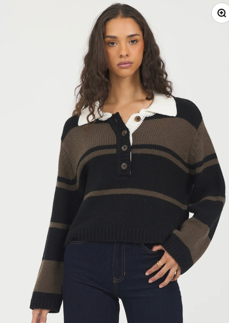 Vintage Havana Woodland Stripe Long Sleeve Rugby Sweater