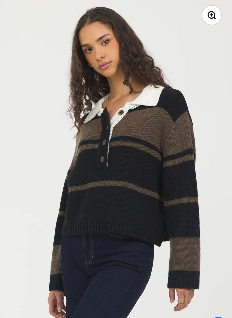 Vintage Havana Woodland Stripe Long Sleeve Rugby Sweater