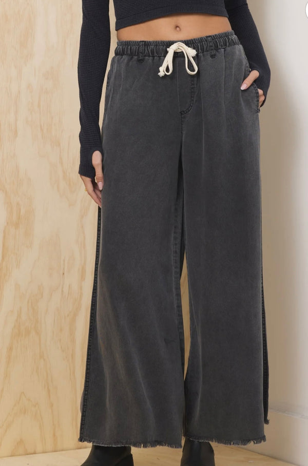 Vintage Havana Charcoal Wide Leg Draw String Pant