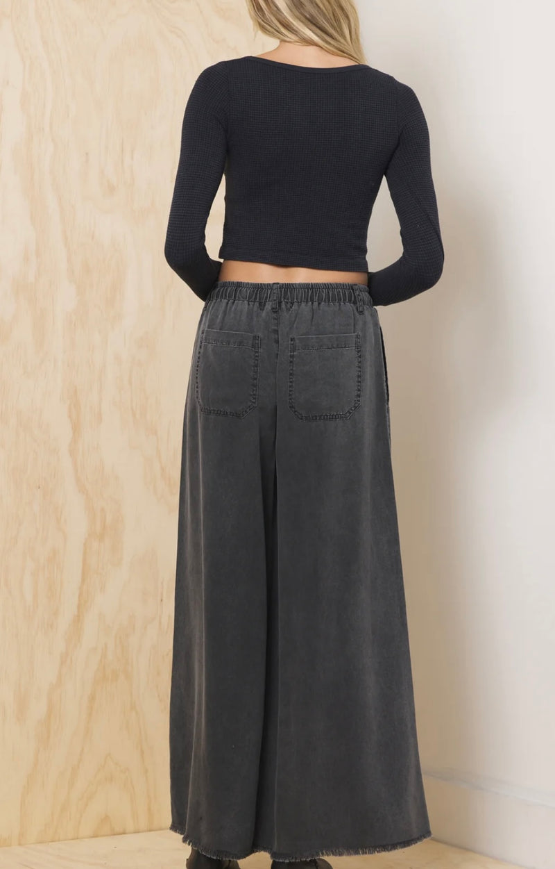 Vintage Havana Charcoal Wide Leg Draw String Pant
