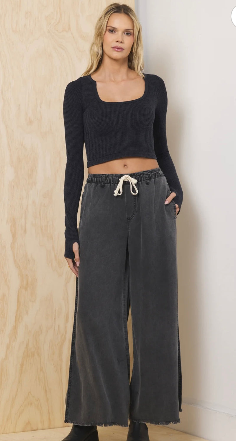 Vintage Havana Charcoal Wide Leg Draw String Pant