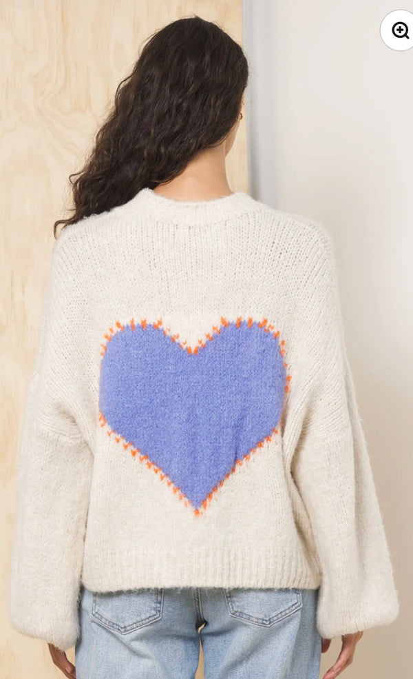 Vintage Havana Ecru w/Heart Long Sleeve Mock Neck Sweater