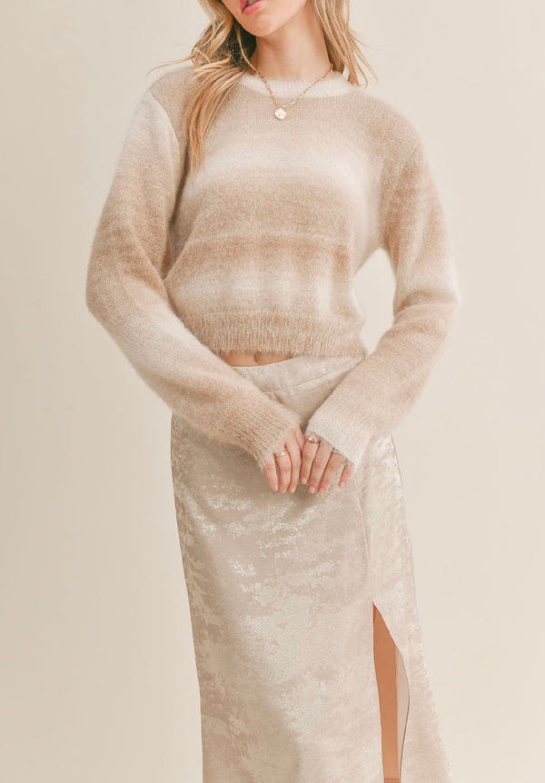 Sage The Label Taupe Multi Reach For The Stars Ombre Sweater