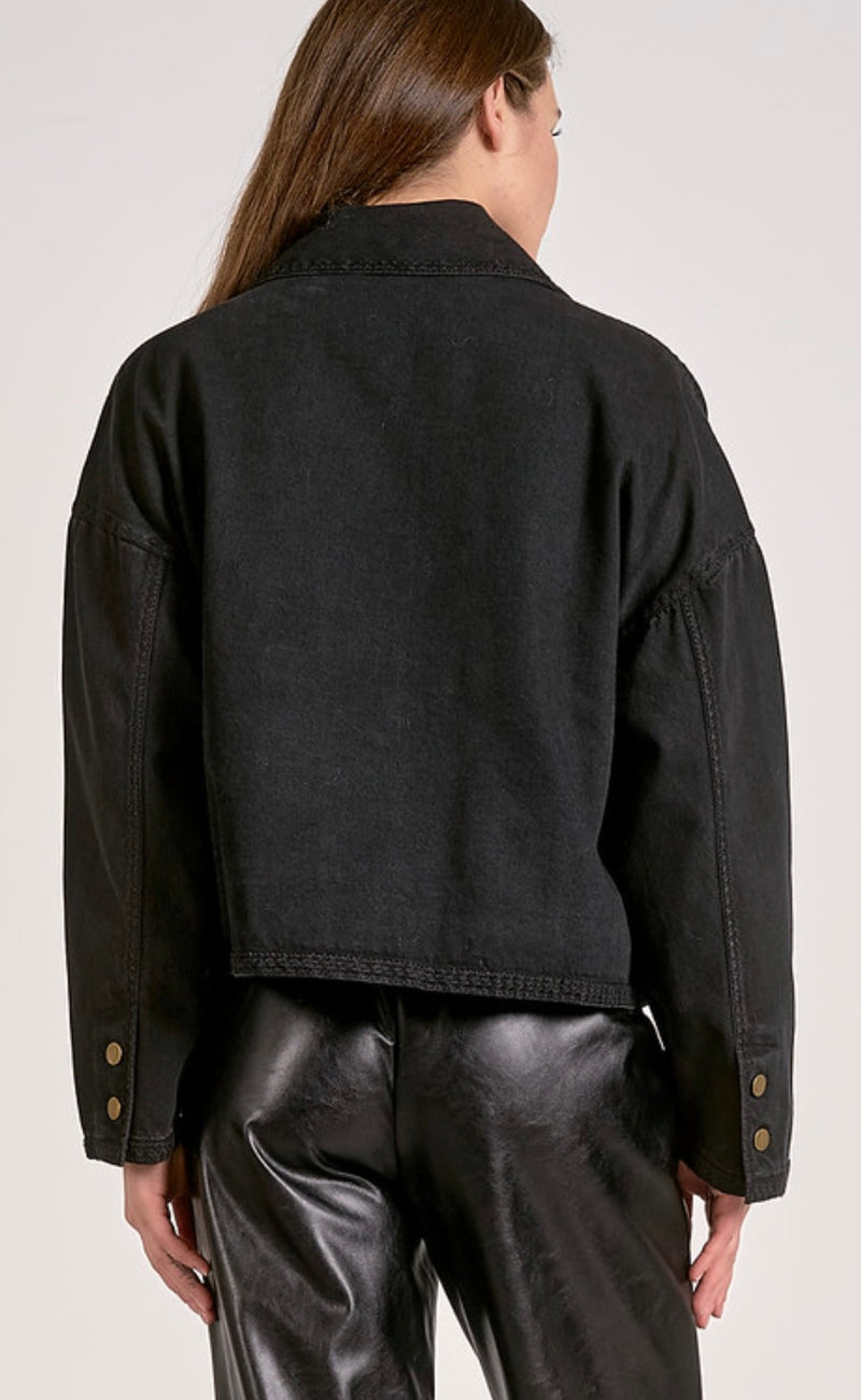 Elan Black Blanket Trim Barn Jacket