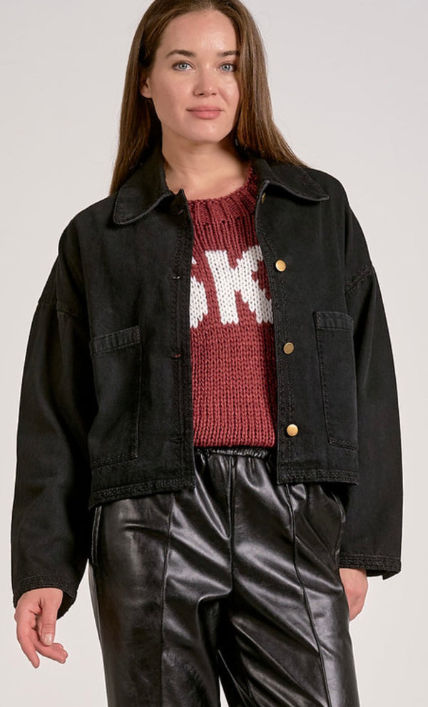 Elan Black Blanket Trim Barn Jacket