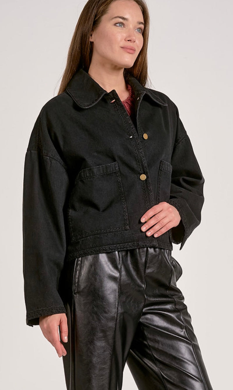 Elan Black Blanket Trim Barn Jacket