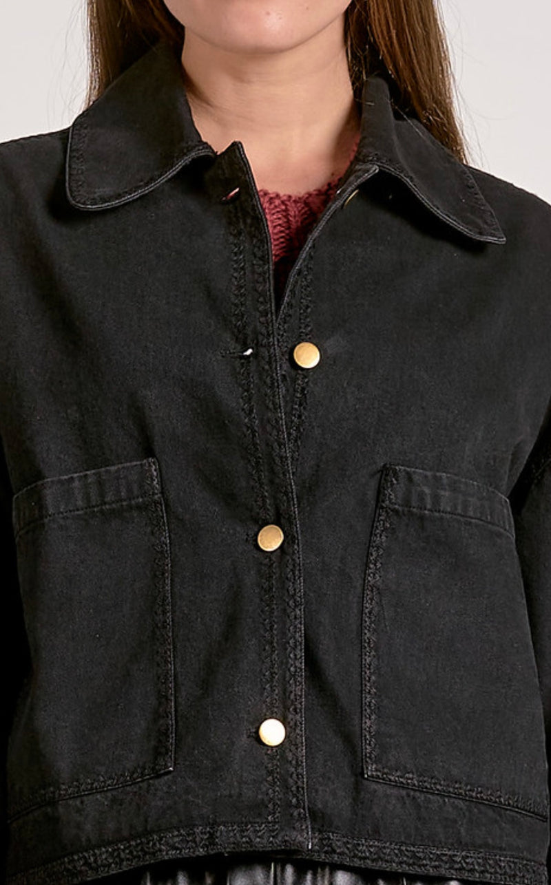 Elan Black Blanket Trim Barn Jacket