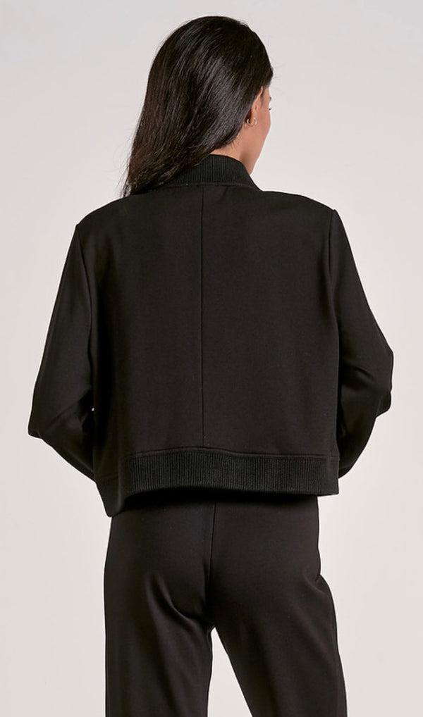 Elan Black Snap Front Bomber Jacket
