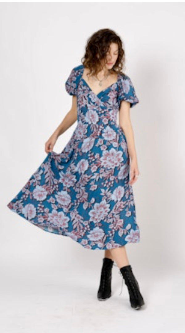 BOTF Sapphire, Peri Blue Puff Sleeve Spring Maxi Dress