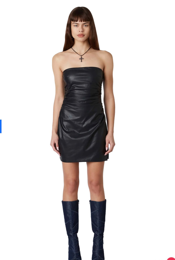 NIA The Label Black Sleeveless Faux Leather Zenon Mini Dress