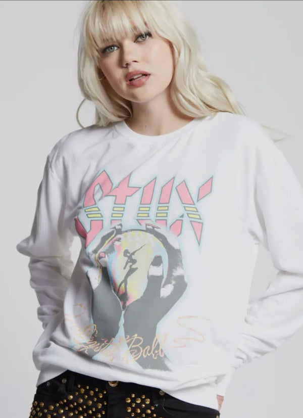 Recycled Karma White Styx Fitted Sweatshirt Top