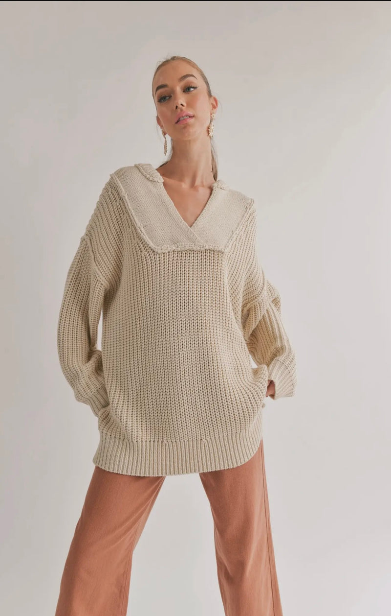 Sage The Label Ecru Kala Oversized Wear 2 Ways Spring Sweater/Spring Dress