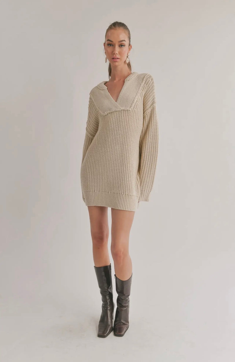 Sage The Label Ecru Kala Oversized Wear 2 Ways Spring Sweater/Spring Dress