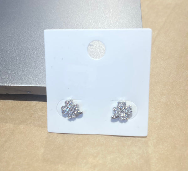 Prep Obsessed Silver Cubic Zirconia Clover Stud Spring Accessories