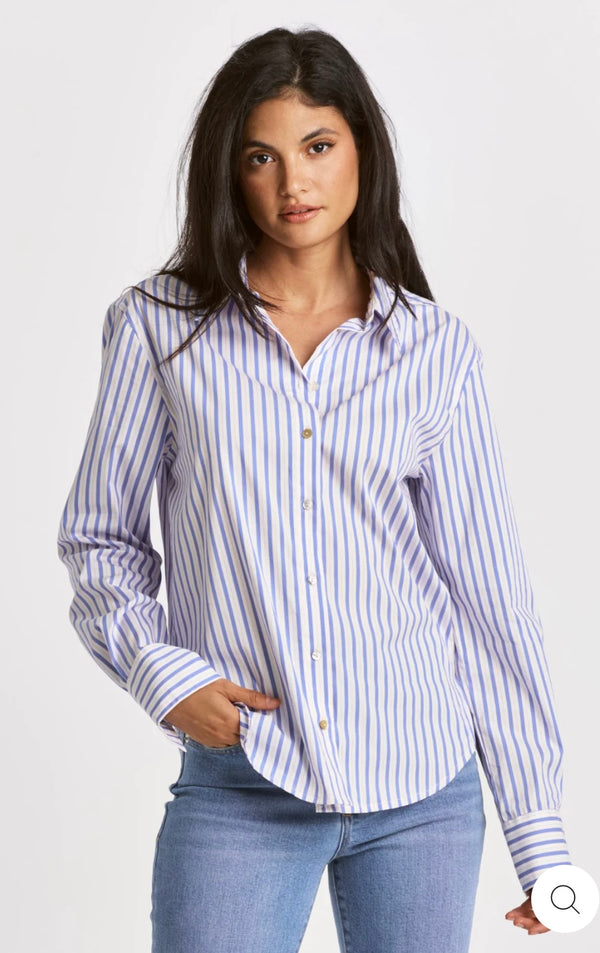 Dear John Blue Cocktail Gaia Button Down Spring Top