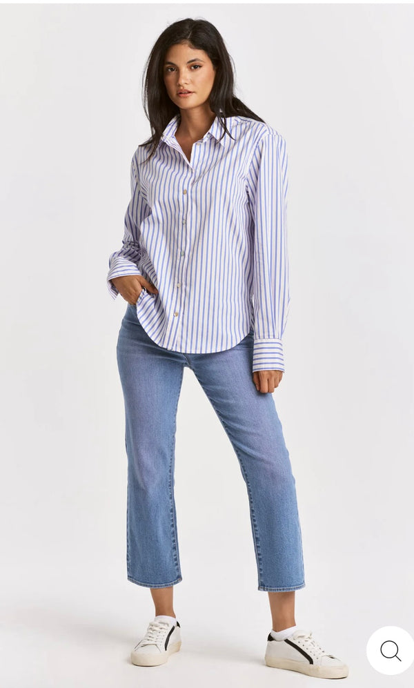 Dear John Blue Cocktail Gaia Button Down Spring Top