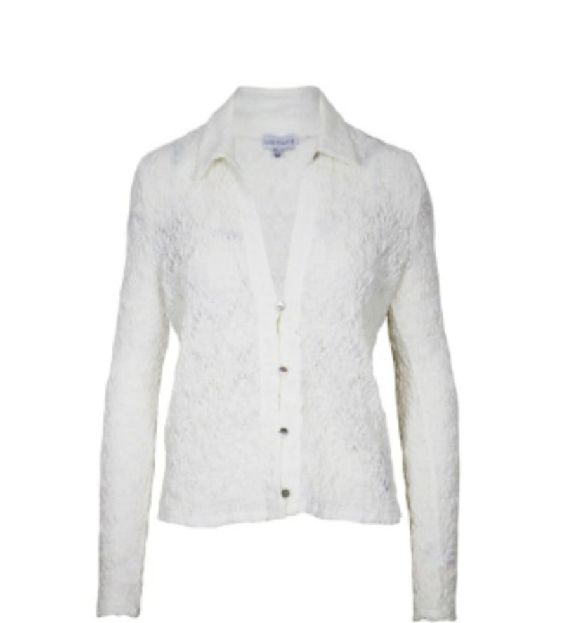Lucy Paris White Lake Textured Button Down Collared Spring Top