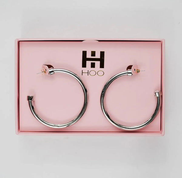 Hoo Hoops Silver Acrylic/Metal Large Spring Earrings