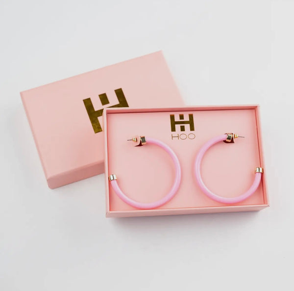 Hoo Hoops Bubble Gum Pink Acrylic Large Hoop Spring Earrings