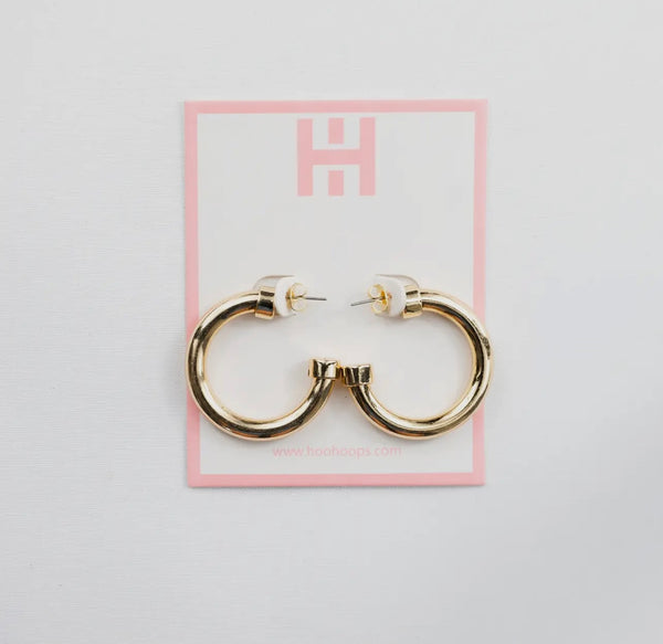 Hoo Hoops Gold Acrylic/Metal Mini Hoops Spring Earrings
