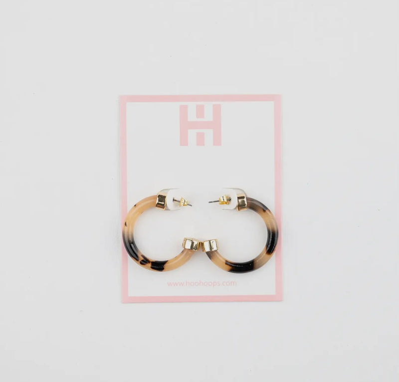 Hoo Hoops Tortoise Shell Acrylic Mini Hoops Spring Earrings