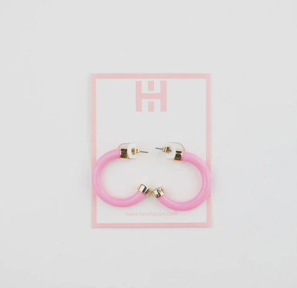 Hoo Hoops Bubble Gum Pink Acrylic Mini Hoops Spring Earrings