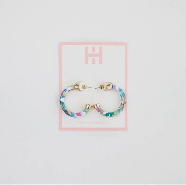 Hoo Hoops Rainbow Confetti Acrylic Mini Hoops Spring Earrings