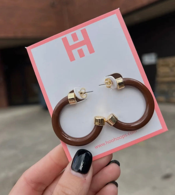 Hoo Hoops Chocolate Acrylic Mini Hoop Spring Earrings