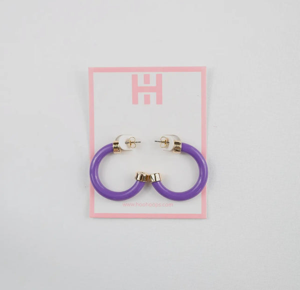 Hoo Hoops Dark Purple Acrylic Mini Hoops Spring Earrings