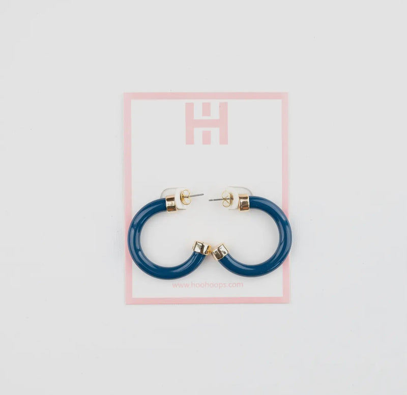 Hoo Hoops Navy Acrylic Mini Hoops Spring Earrings