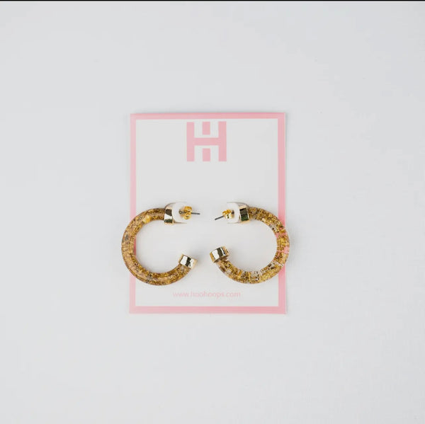 Hoo Hoops Glitter Gold Acrylic Mini Hoops Spring Earrings