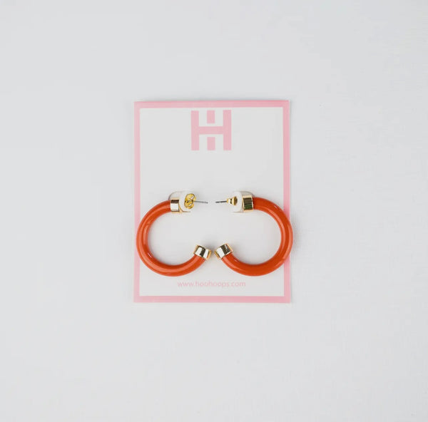 Hoo Hoops Burnt Orange Acrylic Mini Hoops Spring Earrings