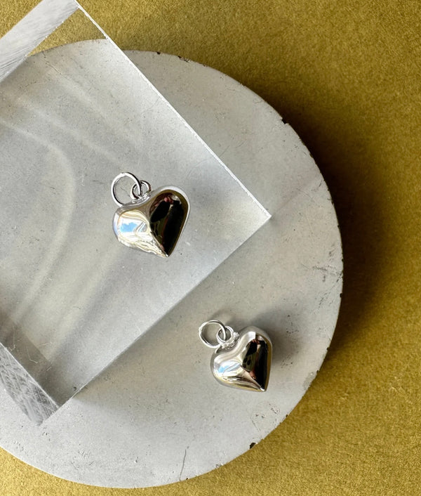 EarKit Gold or Silver Puff Heart Earring Charm