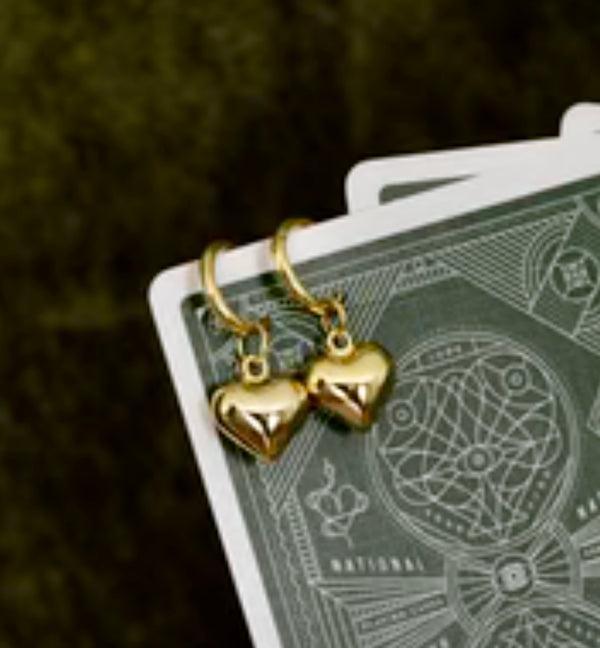 EarKit Gold or Silver Puff Heart Earring Charm
