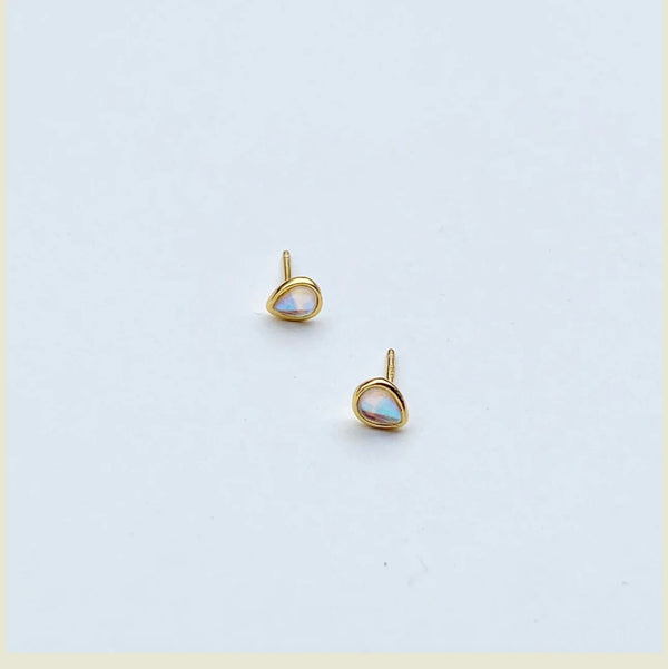 EarKit Gold Opal Tear Drop Stud Earrings