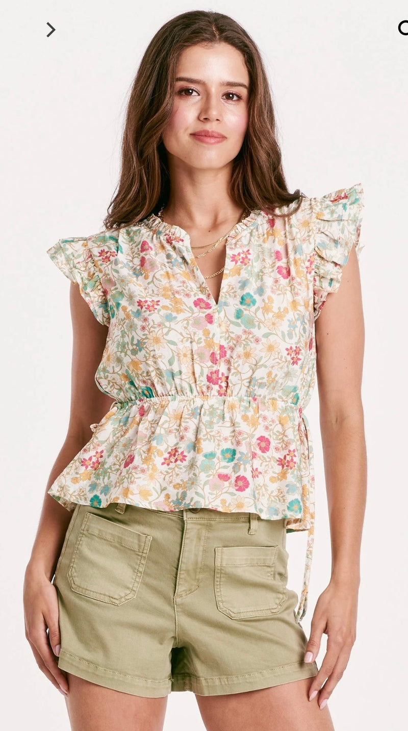 Another Love White Floral Marseille Peplum Spring Top