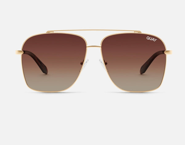 Quay Gold Frames W/Brown Polarized Lenses High Roller Sunglasses