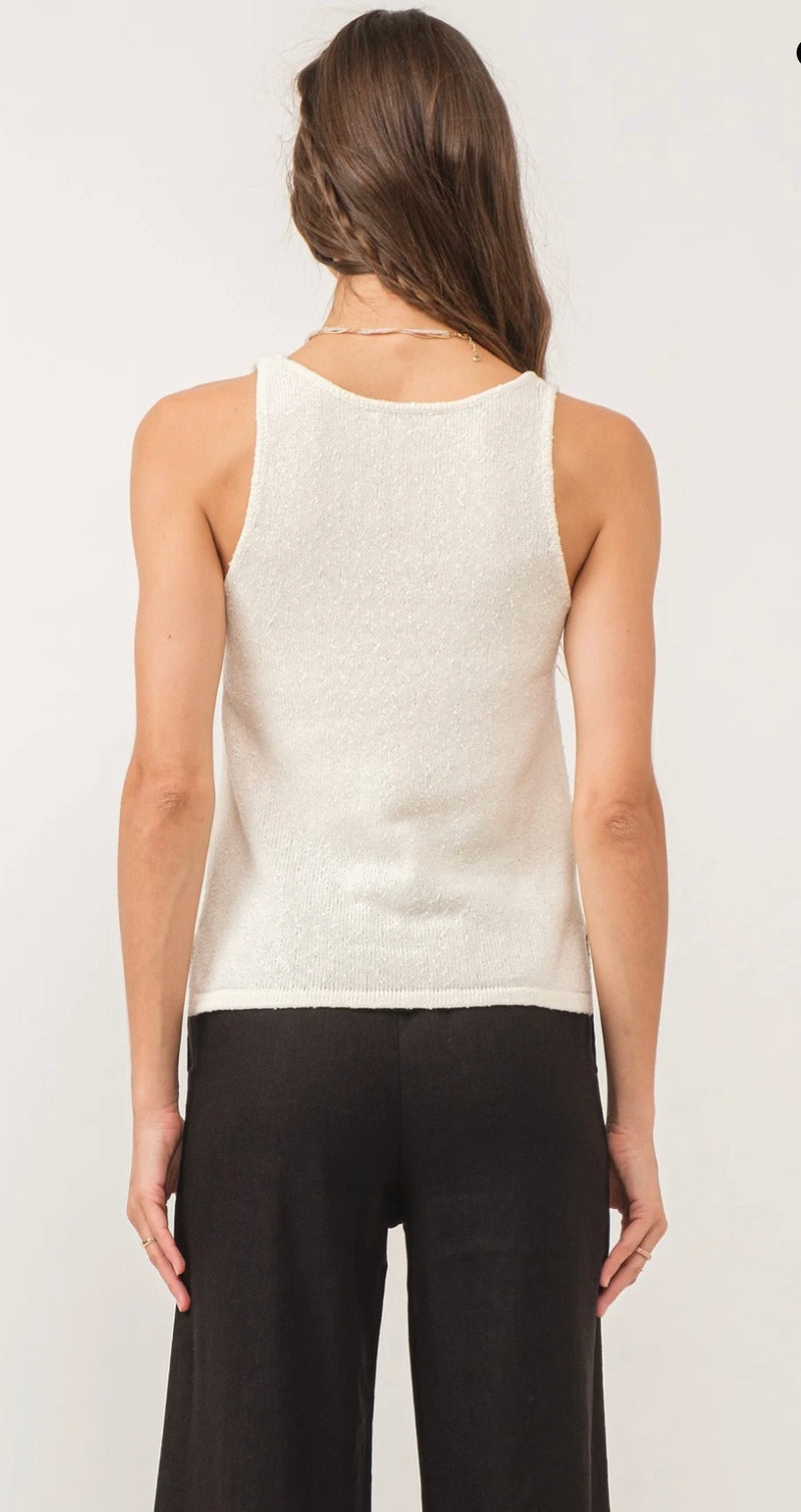 Another Love Off White Emery Scoop Neck Knit Tank Spring Top