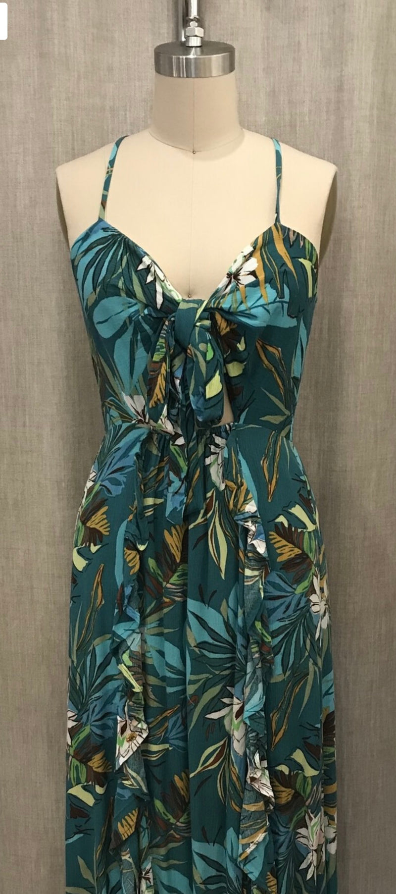 Illa Illa Teal Multi Printed Ruffle Maxi Spring Dress