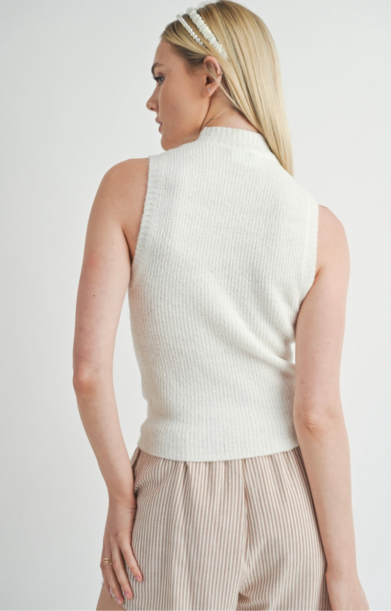 Sage The Label Off White Ethel Tank Sweater