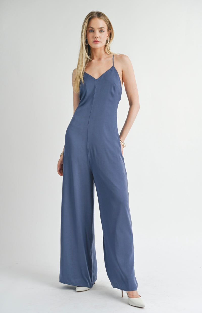 Sage The Label Midnight Write Poetry Spaghetti Strap Jumpsuit